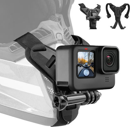 Picture of Helmet Mount for GoPro, Motorcycle Chin Strap Attachment with Extension J Hook Dirt Bike Holder Mounting Accessories for Go Pro Max Hero 13 12 11 10 9 8 Insta360 X3 GO3 DJI Action 5 Pro Action 3 4