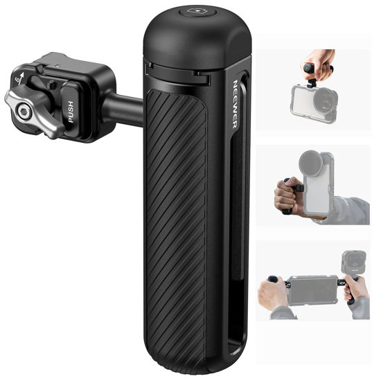 Picture of NEEWER PA045E Side Handle with Bluetooth Remote Shutter, Quick Release Clamp, Anti Off Cold Shoe for NEEWER 2nd Gen Phone Cage for 15 Pro/15 Pro Max/S24 Ultra, Silver Lock