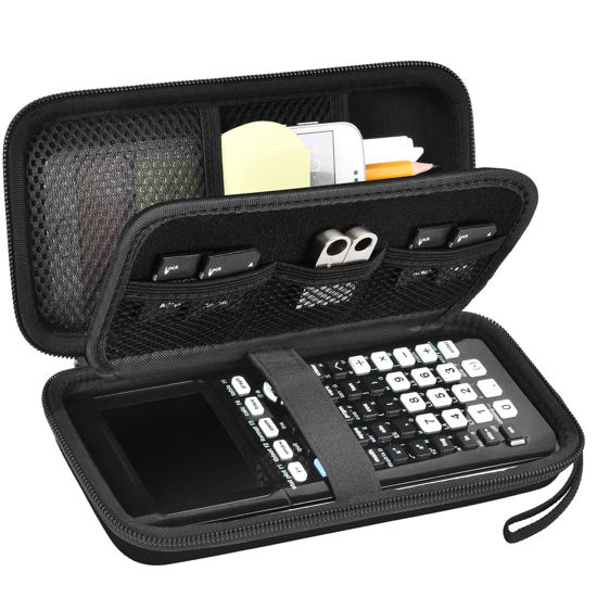 Picture of Graphing Calculator Case for Texas Instruments TI-84 Plus CE Color Graphing Calculator, Also Fits for TI-83 Plus/for Casio fx-9750GII, Large Capacity for Pens, Cables and Other Accessories (Black)