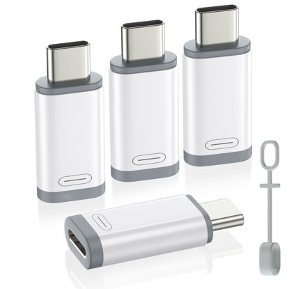 Picture of MoKo 4Pack Lightning Female to USB C Male Adapter,USB-C to Lightning Adapter for iPhone 15/16 Pro/16 Pro Max/Plus,Galaxy S24,iPad Air, iPhone to USB C Adapter for Charging/Data Sync, NOT for Audio/OTG