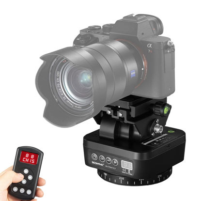 Picture of Soonpho M4 Motorized Rotating Panoramic Tripod Head, Remote Control Pan Tilt Head with Remote Control and Mobile Phone Clip for DSLR Cameras, Camcorders, Smartphones, Tripod