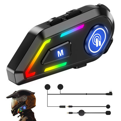 Picture of TOUCH TWO Motorcycle Bluetooth Headset, Motorcycle Helmets Headphone with Noise Cancellation Motorcycle Helmet Speakers, Auto Answer and Voice Control,IPX5 Waterproof,Compatible with All Helmets