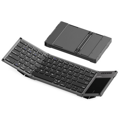 Picture of Inateck Foldable Keyboard, AI Keyboard with Touchpad, Bluetooth Wireless Mini Keyboard, Pocket Keyboard with 3 Bluetooth Channels, Compatible with iOS, Android, Windows, QWERTY, KB06101