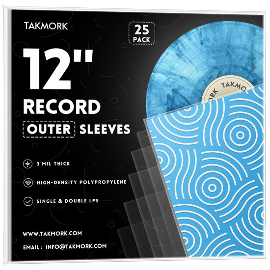 Picture of Record Sleeves Vinyl Album Covers: 12" LP Vinyl Record Protective Sleeves | Crystal Clear & Durable 3 Mil Thick Record Outer Sleeves, 25 Pcs