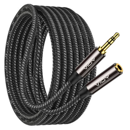 Picture of VIOY Headphone Extension Cable 30 FT,[Copper Shell, Hi-Fi Sound] 3.5 mm Male to Female Stereo Audio Cable Nylon Braided Aux Cord for Smartphones, Tablets, Media Player