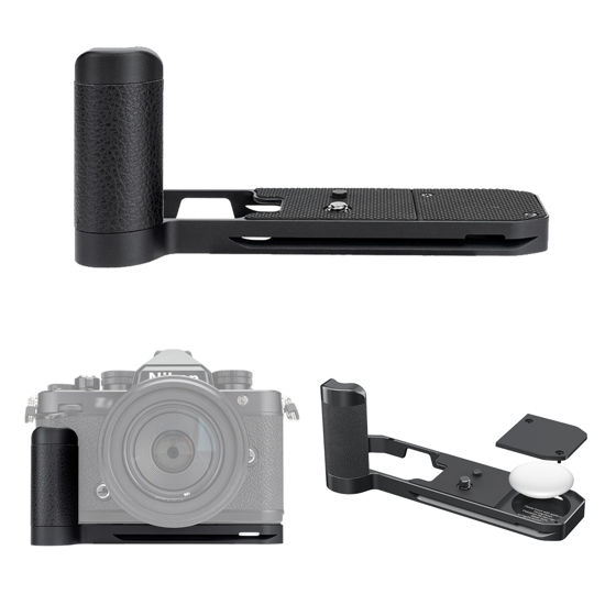 Picture of JJC Solid Metal Hand Grip Secure Handle L Bracket for Nikon Zf Camera, for Airtag Holder, Nikon Zf Handgrip, Anti-Slip Pads, with Arca Swiss Quick Release Plate, 1/4"-20 Tripod Hole & Hand Strap Hole