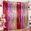 Picture of LOLStar 3 Pack Valentines Day Party Decorations 3.3X6.6 ft Photo Booth Props Red Pink Champagne Gold Valentine's Day Decors Foil Fringe Curtains Backdrop Streamers for Wedding Birthday Engagement