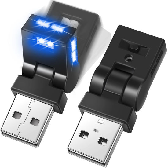 Picture of Frienda 2 Pcs Mini USB LED Light Car LED Interior Lighting 5V RGB Portable Ambient Lighting Adjustable 8 Color and Brightness Smart USB Night Lamp for Cars Laptop Keyboard Atmosphere
