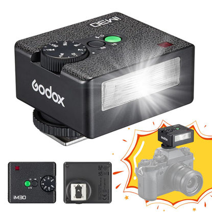 Picture of Godox Flash IM30 Camera Flash Pocket Flash, S1/S2 Optical Control, 6500K±200K Color Temperature, 7 Power Levels (1/64~1/1), Guide Number 15 (ISO 100, Meter), Godox IM30 Flash for Cameras