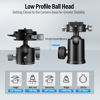 Picture of SIRUI Quick Release System Low Profile Tripod Head, 360° Panoramic Metal Camera Ball Head Mount with 1/4" and 3/8" Threaded Hole for Monopod, DSLR, Phone, Max Load 22lbs/10kg, GH30