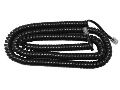 Picture of The VoIP Lounge 25 Foot Gloss Black Long Handset Receiver Curly Coil Cord for Landline Phone