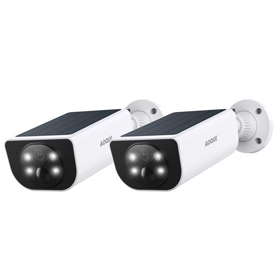 Picture of AOQEE Security Cameras Wireless Outdoor-2.4Ghz WiFi Home Security Cameras with built-in Solar Panel, 2K Color Night Vision, Cloud Storage (optional), PIR Detection, Waterproof, Works with Alexa, S1 2P