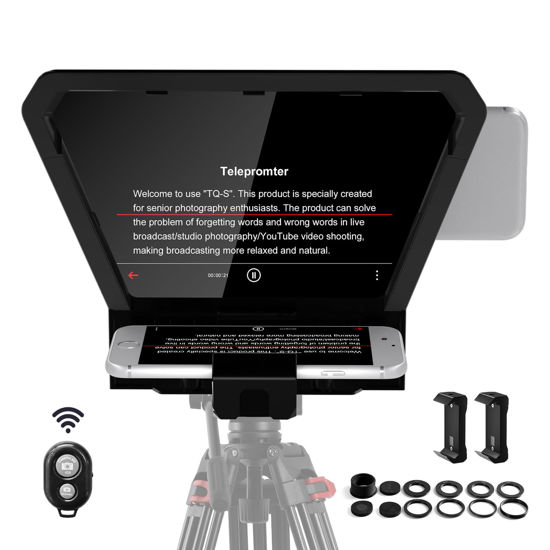 Picture of GVM Teleprompter Portable for iPad, Tablet, Smartphone & DSLR Cameras, Teleprompter Kit with Remote Control & Flexible Holder, teleprompter for Smartphone APP Compatible with iOS/Android