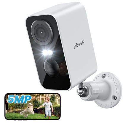 Picture of ieGeek Security Cameras Wireless Outdoor - 5MP Smart WiFi Camera System for Home Surveillance with Motion Light, Battery Powered Cam with Color Night Vision, 2-Way Audio, Siren Alarm, Works with Alexa