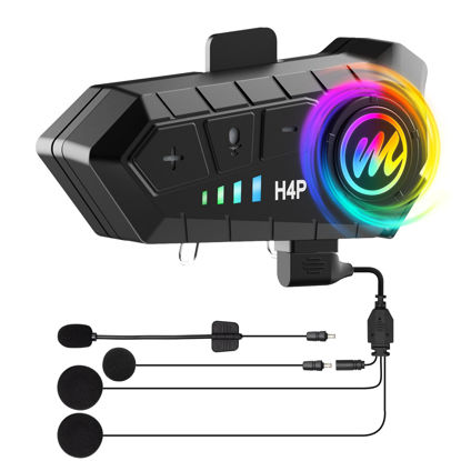 Picture of Moman Motorcycle Helmet Headset, H4 Plus Motorbike Helmet Speaker Single Person Use Headphone with HiFi Stereo Voice Control Waterproof Noise Cancellation, Motorcycle-Helmet-Headset-Speaker-Earphone