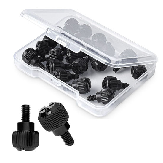 Picture of 20x Computer Case Thumb Screws,6#-32x6 M3.5 PC Case Screws for Desktop Computer Case Cover Hard Drives Power Supply PCI Slots 6-32 Thread Screws Black