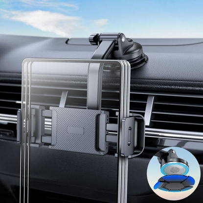 Picture of eSamcore Tablet Holder for Car Dashboard, Windshield Mount Holder for iPad & Foldable Phone Stand with Stable 360° Adjustable Clamp Car Gadgets & Accessories for iPad Air Pro Mini All 6”-11” Devices