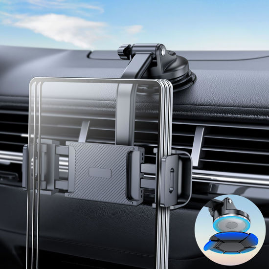 Picture of eSamcore Tablet Holder for Car Dashboard, Windshield Mount Holder for iPad & Foldable Phone Stand with Stable 360° Adjustable Clamp Car Gadgets & Accessories for iPad Air Pro Mini All 6”-11” Devices