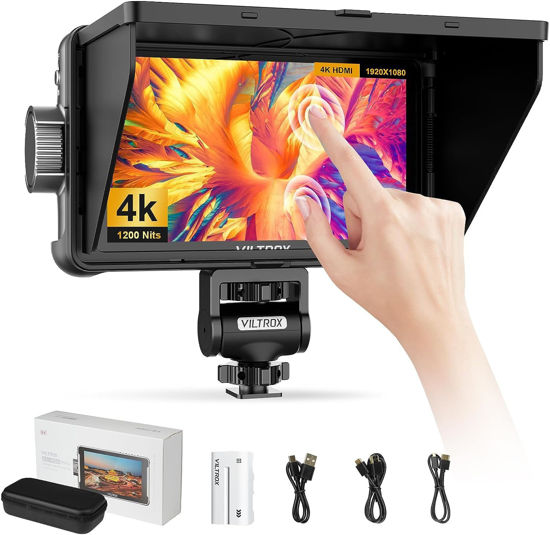 Picture of VILTROX DC550 Pro 5.5" Camera Field Monitor Touch Screen, 4K HDMI DSLR Video External Monitor for Sony Canon Nikon, Sunshade Hood,Battery,Storage Bag 1200nit,3DLUT,Focus Peaking,Histogram,False Colors