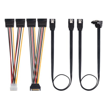 Picture of Cable Matters SATA III Data Cable and SATA Power Cable Kit with Straight and 90 Degree SATA III Cables, Power Splitter Adapter, and Molex Adapter in Black