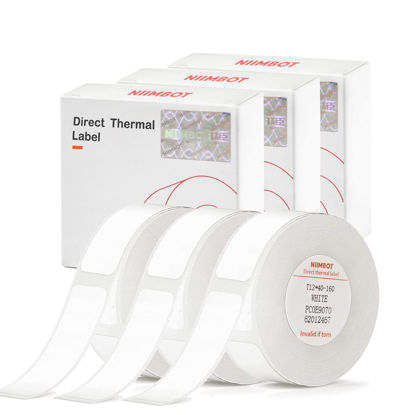 Picture of NIIMBOT Label Tape of Model D11/D110/D101 Printer, (3 Rolls, 0.47"×1.57"/12×40mm) Adapted Label Printing Paper, Office & Home Labeling Tape Replacement (White)