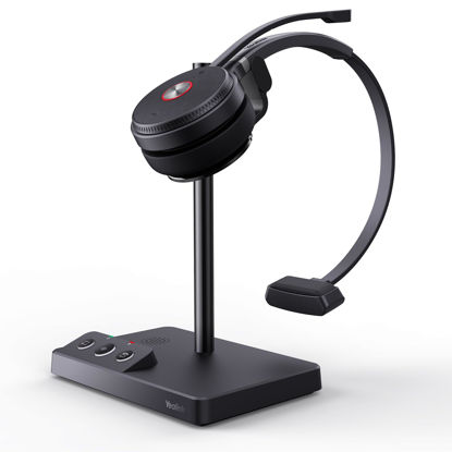 Picture of Yealink WH62 DECT Mono Wireless Headset 525 ft Range for Zoom Certified & UC Platform, Work Headset with 2X Noise Canceling Mic for IP Phone and Computer, Office Headset,13 Talk Time