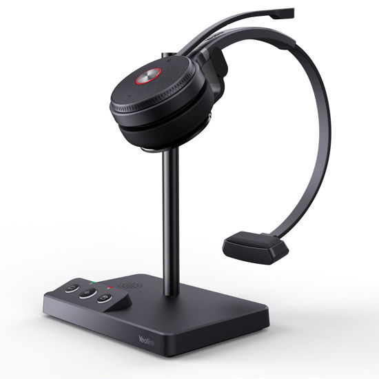 Picture of Yealink WH62 DECT Mono Wireless Headset 525 ft Range for Zoom Certified & UC Platform, Work Headset with 2X Noise Canceling Mic for IP Phone and Computer, Office Headset,13 Talk Time