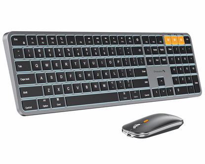 Picture of ProtoArc Backlit Bluetooth Keyboard and Mouse for Mac, KM100-A Full Size Wireless Keyboard Mouse for Mac, Multi-Device Rechargeable Keyboard for MacBook Pro/Air, iMac, iPhone, iPad, Space Gray
