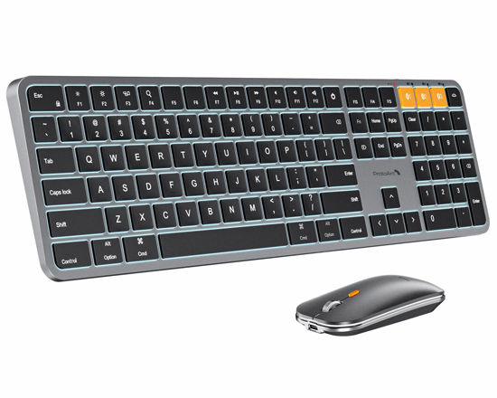 Picture of ProtoArc Backlit Bluetooth Keyboard and Mouse for Mac, KM100-A Full Size Wireless Keyboard Mouse for Mac, Multi-Device Rechargeable Keyboard for MacBook Pro/Air, iMac, iPhone, iPad, Space Gray