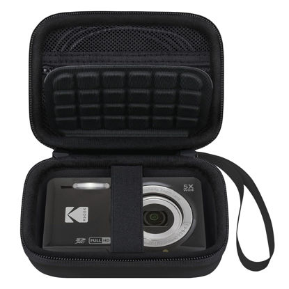 Picture of Elonbo Camera Carrying Case for KODAK PIXPRO FZ55 / FZ53 / FZ45 / FZ43 16MP Digital Camera, Vlogging Camera Storage Holder Trave Bag, Mesh Bag Fits Batteries, Cable, Memory Card, Black