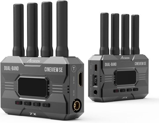 Picture of Accsoon CineView SE Wireless Video Transmission System, SDI HDMI, 0.05s Latency, 1200ft/350m Range, 1080P 60fps, for Livestreaming Monitor, 2.4GHz+5GHz Dual-Band, 4 App Monitoring, Support Android&iOS