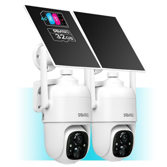 Picture of Sovmiku 2C1 4G LTE Cellular Security Camera Wireless Outdoor, $14.9/Month for Unlimited Data, Easy to Setup, IP65 Waterproof, No Wi-Fi Surveillance Cam Two Way Audio, Color Night Vision, 32GB Included
