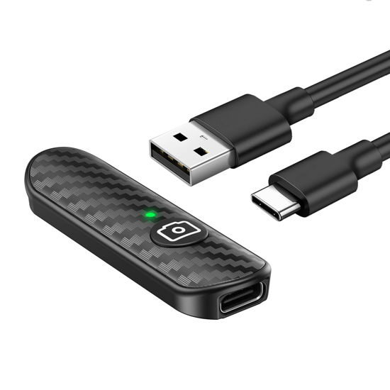 Picture of ATUMTEK Bluetooth Remote Shutter, Carbon Fiber Design, Rechargeable Camera Remote Control for iOS & Android Smartphones, Compact and Portable, with Type-C Charging, 10m Remote Range, Bluetooth 5.0