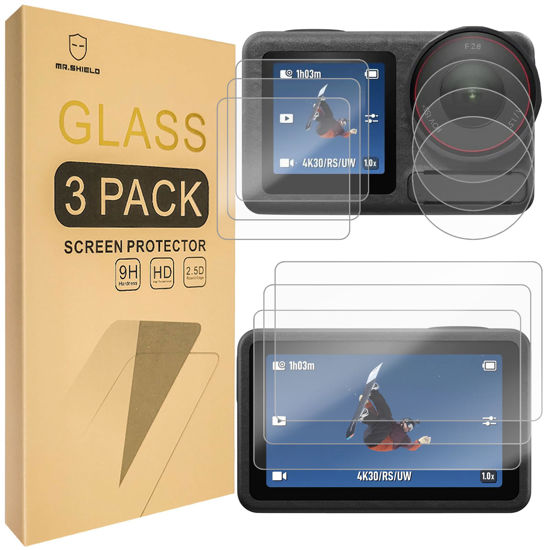 Picture of Mr.Shield [Back+Lens+Front] 3-Pack [9 Pcs] Screen Protector For DJI OSMO Action 5 Pro [Tempered Glass] [Japan Glass with 9H Hardness] Screen Protector