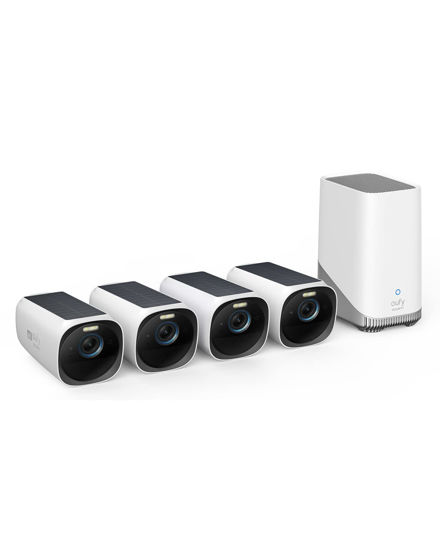 Picture of eufy Security eufyCam S330 (eufyCam 3) 4-Cam Kit, Security Camera Outdoor Wireless, 4K with Integrated Solar Panel, Face Recognition AI, Expandable Local Storage, Spotlight, No Monthly Fee