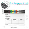 Picture of Ribvane Acrylic Movie Film Directors Clapboard, Photography Video TV Cut Action Scene Slate Clapper Board Props with a Magnetic Blackboard Eraser, Two Custom Pens, Cleaning Cloth and Hex Wrench, White