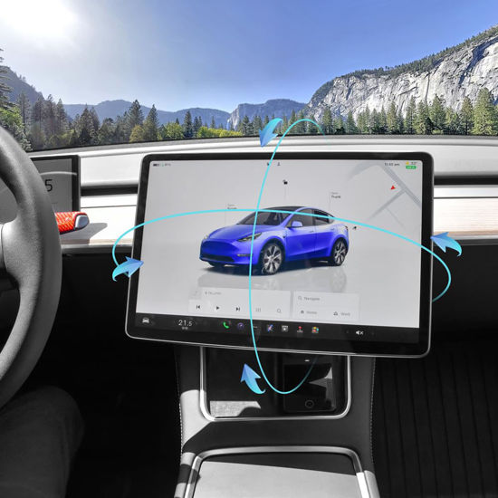 Picture of AAMHHM Screen Swivel Mount for Tesla Model Y 2019-2025 & Model 3 2017-2023 Left/Right 30° Up/Down 15° Rotating Four Directions Aluminium Alloy Tesla Screen Rotating Bracket