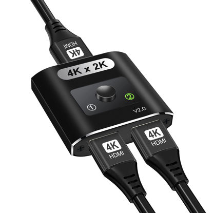 Picture of HDMI Switch Splitter 4K@60Hz, Aluminum Bi-Directional HDMI 2.0 Switcher, HDMI Splitter 1 in 2 Out/ 2 in 1 Out, Support 4K 3D HDR for Xbox, PS5/4/3, Fire Stick, Roku, HDTV, Projector, Computer (Black)