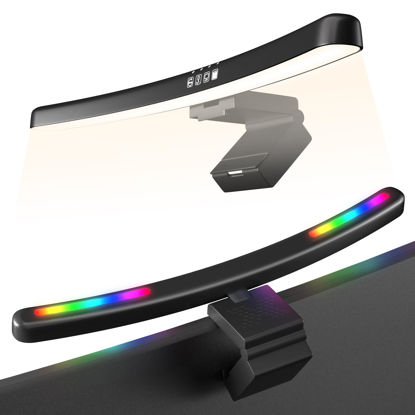 Picture of Geisofu Monitor Light Bar Curved with RGB Backlight,Computer Screen Lamp for Eye Caring,Dual Light Source with Touch Control Timed Computer Light Bar,Gaming Accessories for Home Office Game