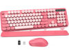 Picture of Wireless Keyboard and Mouse Combo - Round Keycaps, Full-Size Retro Typewriter Keyboard with Detachable Wrist Rest, Sleep Mode & Tilt Legs, 2.4GHz Cordless Connection for Mac/Windows/PC (Hot Pink)
