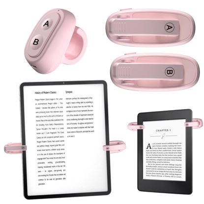 Picture of [2 Clips] Finger Ring Page Turner Remote for Kindle Paperwhite Remote Page Turner Accessories for Kindle Clip Clicker Rechargeable Page Turner for Ipad Android Tablets Phone Camera Triggers Pink