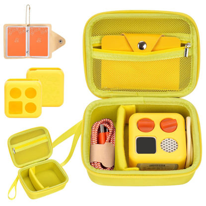 Picture of YouKnow Hard Case and Silicone Cover for Yoto Mini Player, Kids Audio Music Accessory with Card Case Holder for up to 20 Cards (Yellow)
