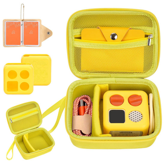 Picture of YouKnow Hard Case and Silicone Cover for Yoto Mini Player, Kids Audio Music Accessory with Card Case Holder for up to 20 Cards (Yellow)