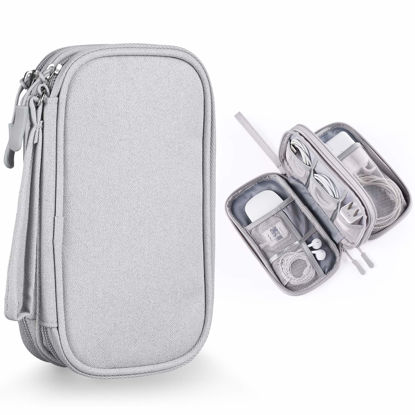 Picture of Bevegekos Electronics Accessories Organizer Pouch Bag, Designed for Power Adapter/Charger/Cables/Mouse, for Travel (Light Grey)