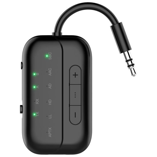 Picture of Bluetooth Transmitter Receiver, 2-in-1 V5.3 Wireless Adapter, Bluetooth Audio Transceiver for Airplane TV PC MP3 Gym Switch,Bluetooth Receiver for Speakers Headphones,aptX Low Latency & HD