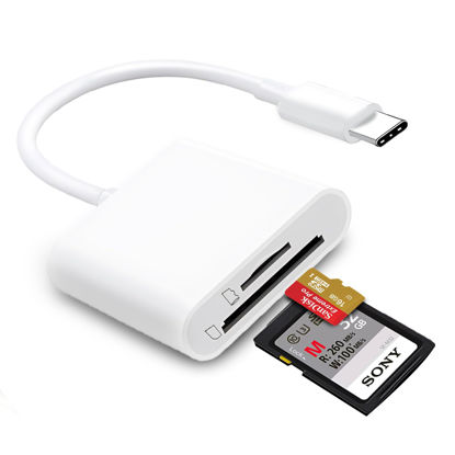 Picture of USB C SD Card Reader for iPhone 15/16/MacBook/Mac,Type C Memory Card Adapter,USB-C Micro SD Reader Supports SD and MicroSD Memory Card Adapter,Trail Camera Viewer Plug and Play for Samsung Android