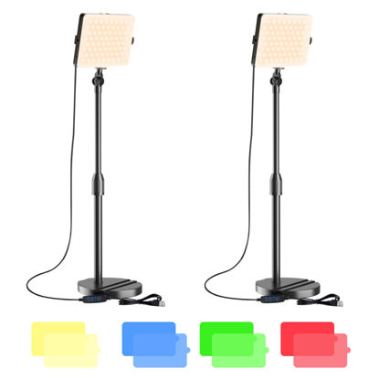 Picture of Mionondi 2-Pack LED Video Light with Stand, Home Studio Back Lights, Photo Lights with Color Filters for Close Photography Lighting YouTube Video Recording, Desk Game Steaming