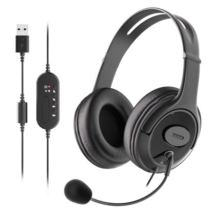 Picture of WEINYWCN 108U Wired Computer Headset with Mic, USB Port for PC/Laptop, USB Headset with Microphone Noise Cancelling for Work from Home or Office
