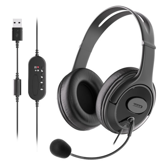 Picture of WEINYWCN 108U Wired Computer Headset with Mic, USB Port for PC/Laptop, USB Headset with Microphone Noise Cancelling for Work from Home or Office