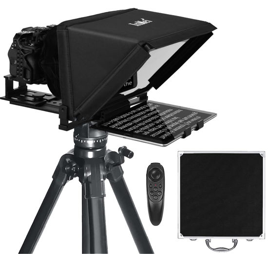 Picture of Inmei TX12 Teleprompter with Remote App Control, 13inch Metal Teleprompter，Compatible with iPad, Smartphone, DSLR Camera,Collapsible with Carry Case,Easy to Assemble